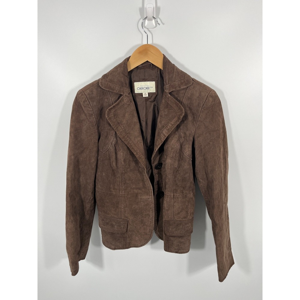 Genuine Leather Suede Women Jacket XS Chocolate Brown Western Rodeo Festival 90s